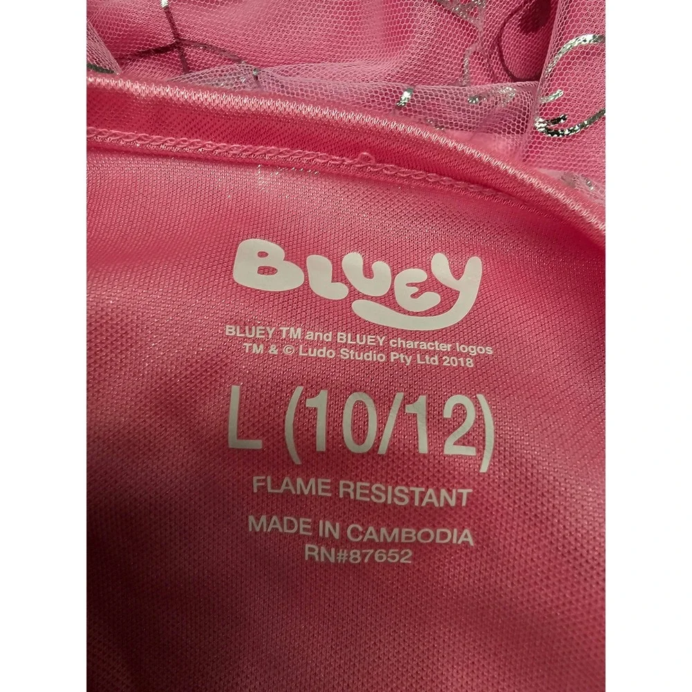 Bluey Girls Character Graphic Tulle‎ Skirt Nightgown Pink Polyester Size Large